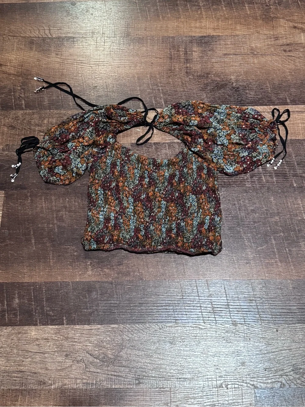 Free People Back On Top Floral Smocked Top NWOT S